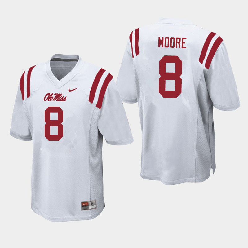 Elijah Moore Ole Miss Rebels NCAA Men's White #8 Stitched Limited College Football Jersey CXX2758WJ